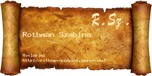 Rothman Szabina névjegykártya